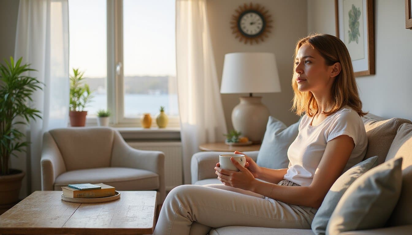 Residential rehab living room with sunlight and a relaxing home-like feel
