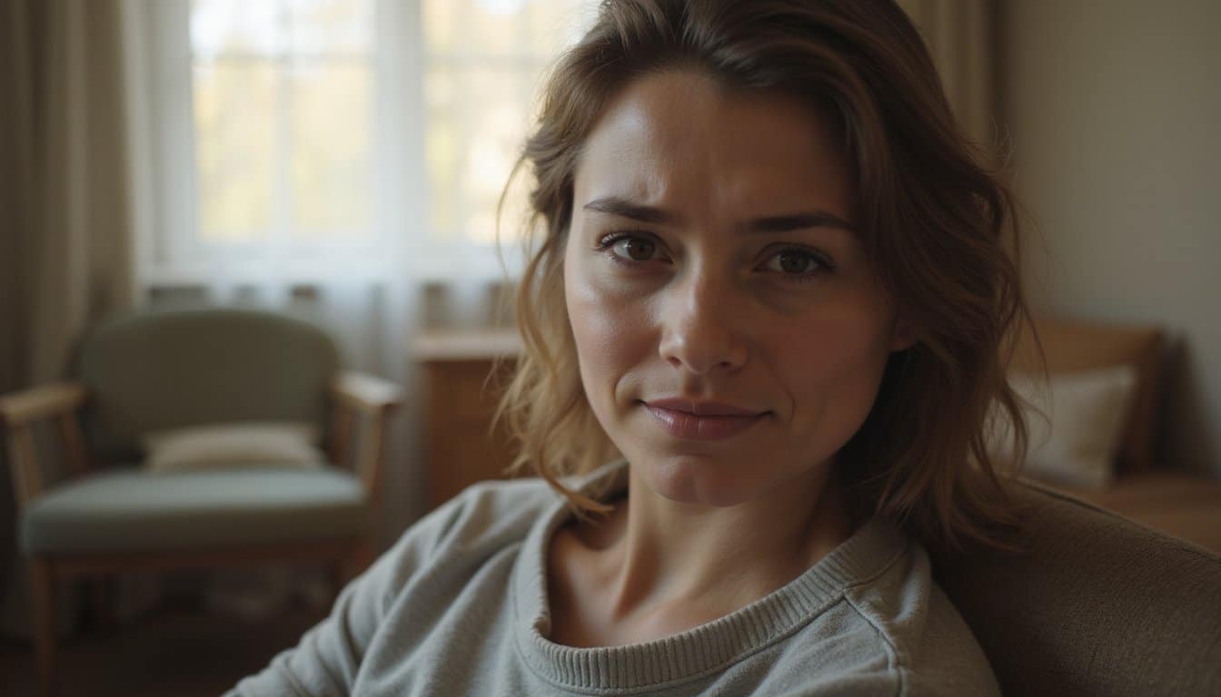 Close-up of a person feeling uncertain in a residential setting