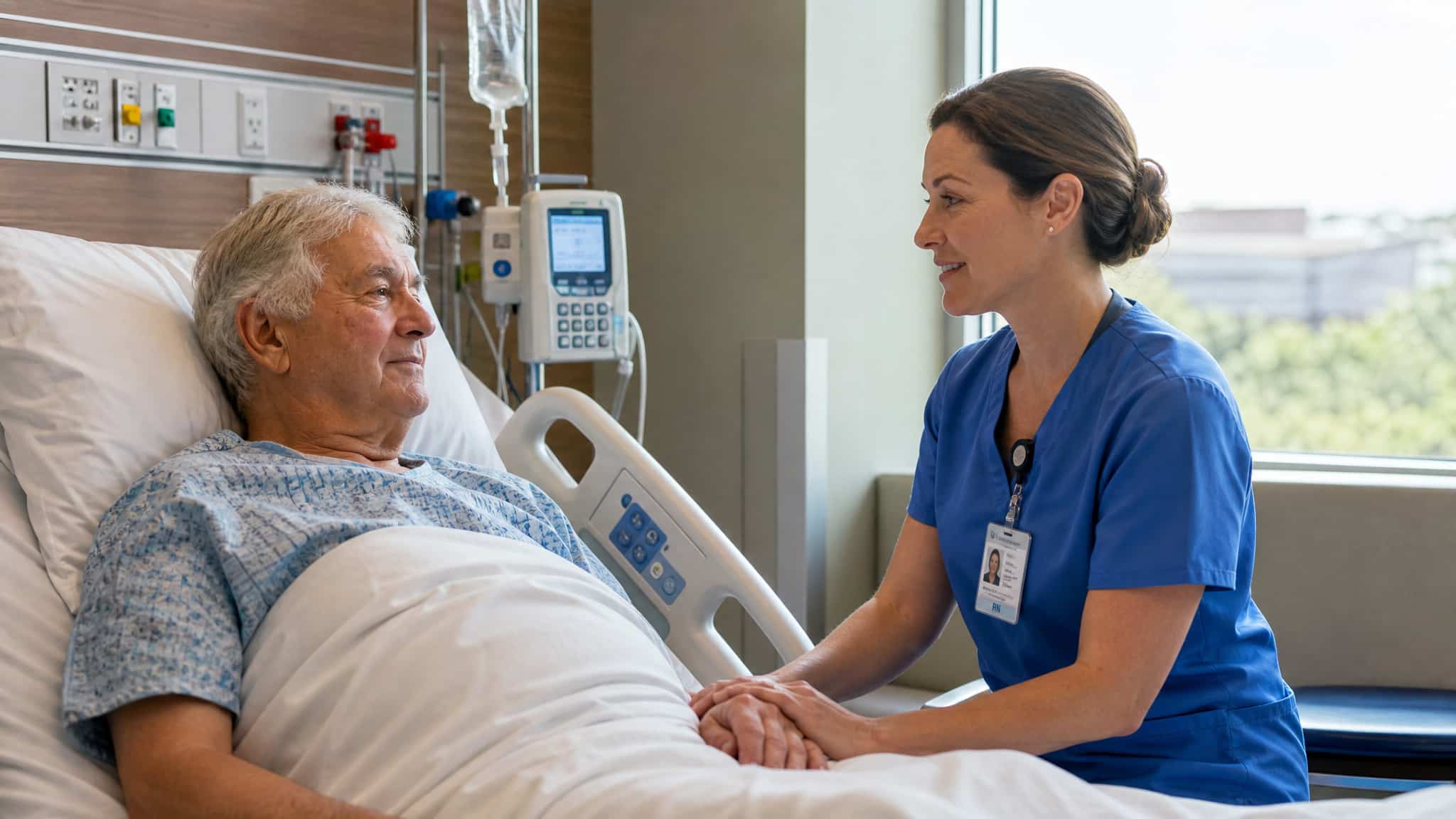 an older man getting treatment with a nursre