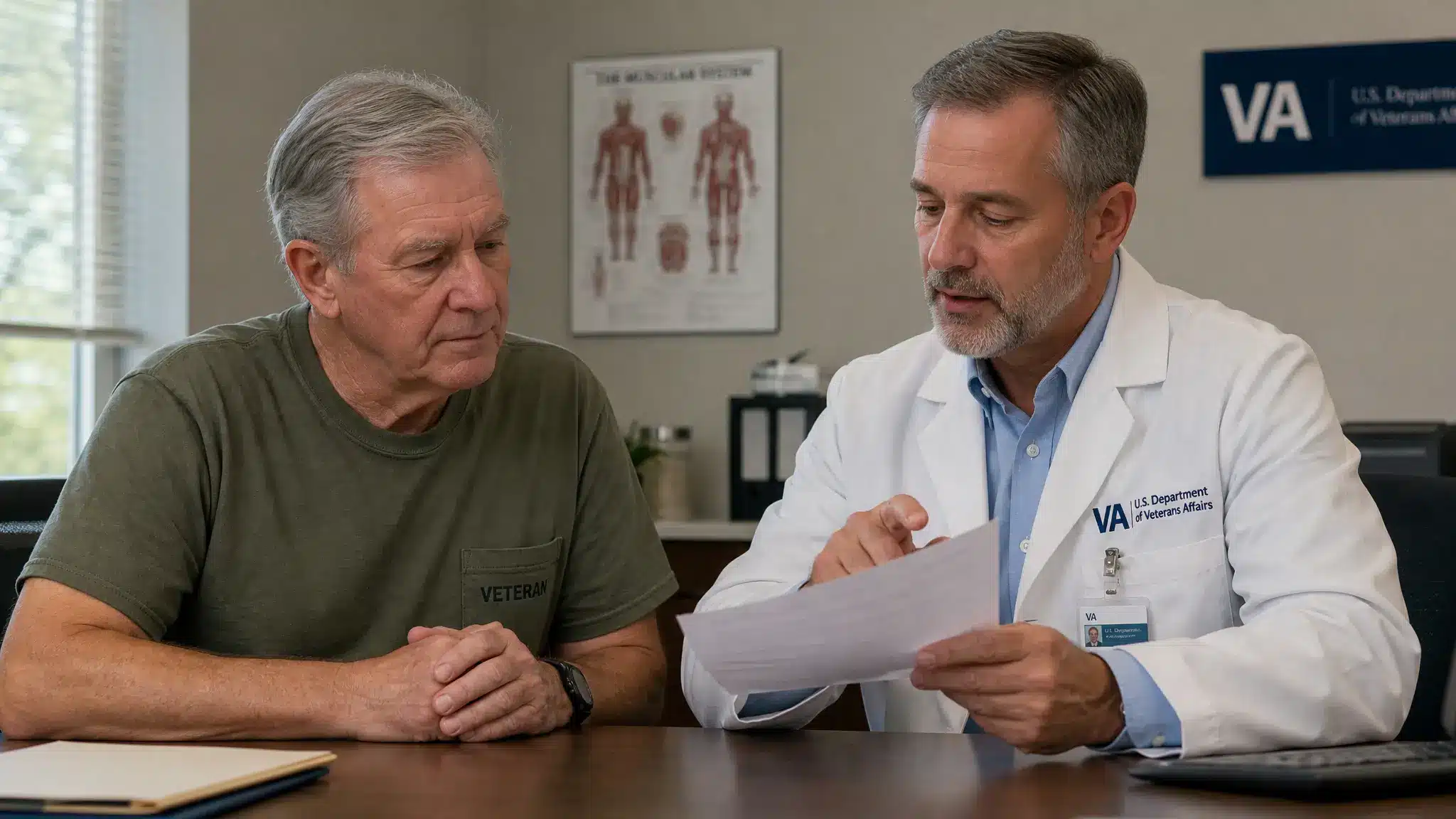 A veteran at the clinician's office